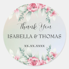 Adesivo Floral pastel elegante Obrigado Festa de casamento