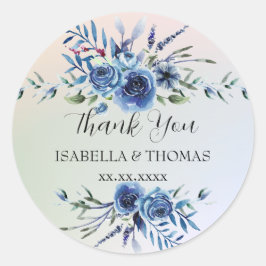Adesivo Floral pastel elegante Obrigado Festa de casamento