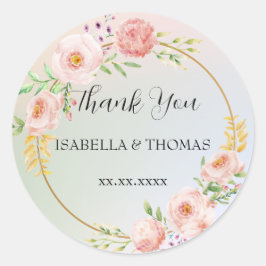 Adesivo Floral pastel elegante Obrigado Festa de casamento