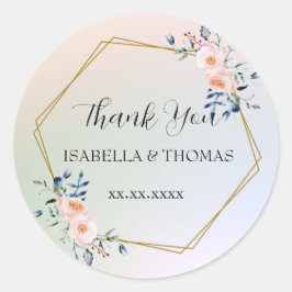 Adesivo Floral pastel elegante Obrigado Festa de casamento