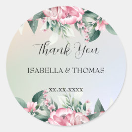 Adesivo Floral pastel elegante Obrigado Festa de casamento