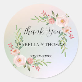 Adesivo Floral pastel elegante Obrigado Festa de casamento