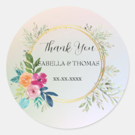 Adesivo Floral pastel elegante Obrigado Festa de casamento