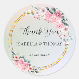 Adesivo Floral pastel elegante Obrigado Festa de casamento