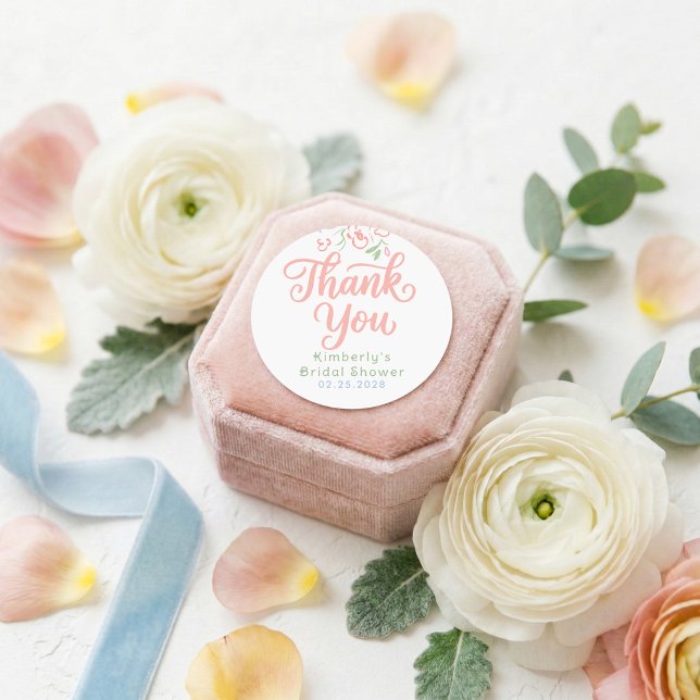 Adesivo Floral Pastel Whimsical Bridal Shower Thank You  (Fresh Off The Market Thank You Sticker)