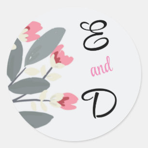 Adesivo Floral Personalizado Cinza e Rosa