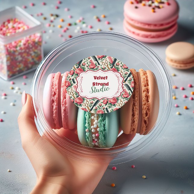 Adesivo Floral Pink Green Hair Stylist Business (Criador carregado)