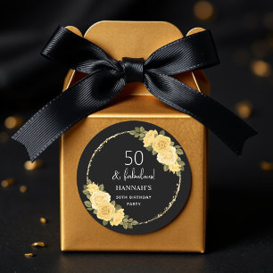 Adesivo Floral preto Dourado e amarelo 50º aniversário