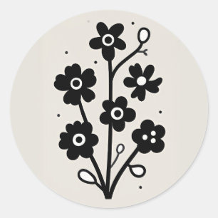 Adesivo Floral Preto e Branco