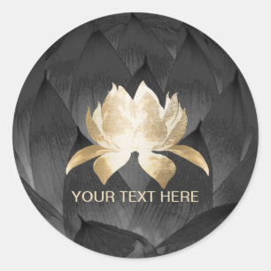 Adesivo Floral preto elegante Dourado de Lotus