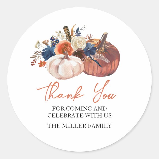 Adesivo Floral Pumpkins autumn fall Sticker (Frente)