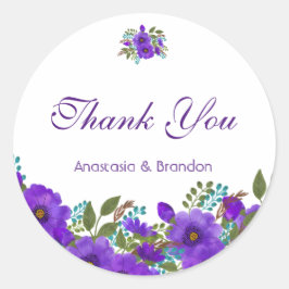 Adesivo Floral Purple Personalizado Obrigado