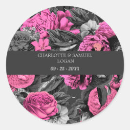 Adesivo Floral Rosa Preto | Casamento Floral Chic Moderno
