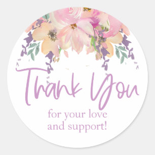 Adesivo Floral Rosa Púrpura Obrigado Casamento de Anivers