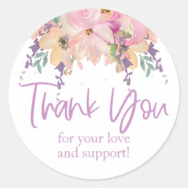 Adesivo Floral Rosa Púrpura Obrigado Casamento de Aniversá