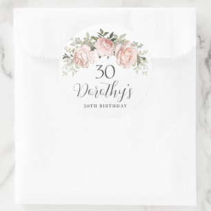 Adesivo Floral Rosa Roxa Aniversário de 30 anos