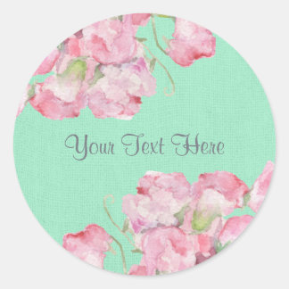 Adesivo Floral Rosa Russo no Mint Green Burlap