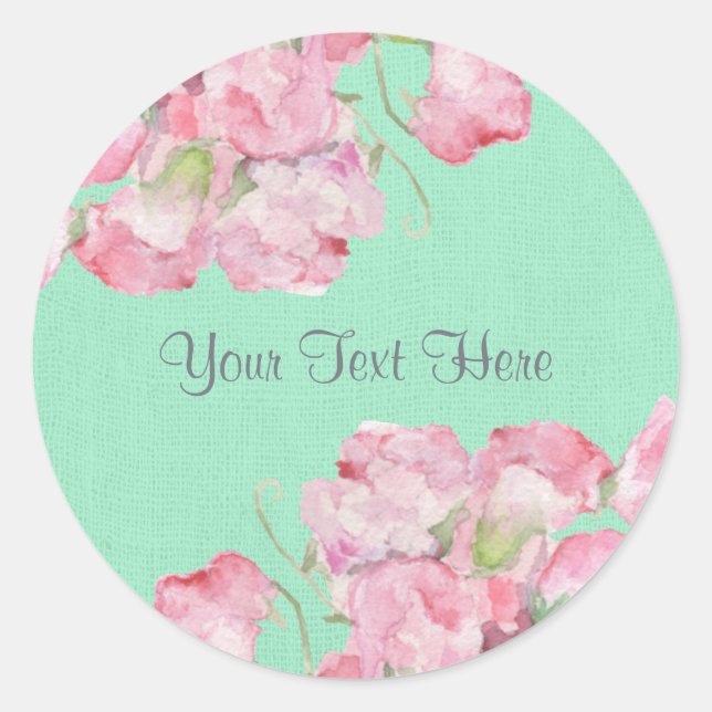 Adesivo Floral Rosa Russo no Mint Green Burlap (Frente)