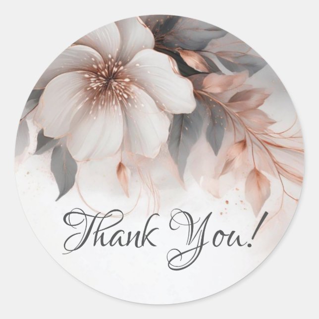 Adesivo Floral Rose Gold Thank You (Frente)