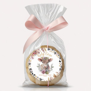 Adesivo Floral Santa Vaca Primeiro Aniversário Favor Stick