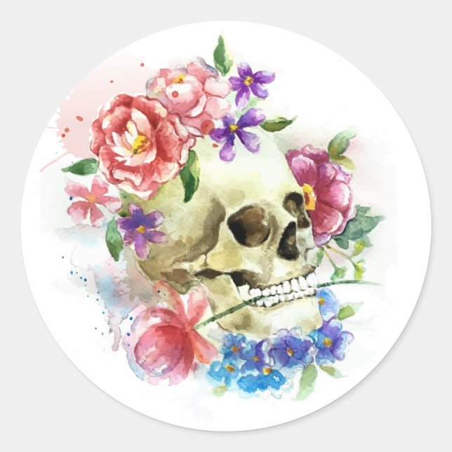 Adesivo Floral Skull Dia de los Muertos | Vinheta (Frente)