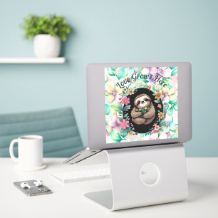 Adesivo Floral Sloth Love Cresce Aqui