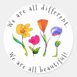 Adesivo Floral Somos Todos Diferentes E Bela Diversidade
