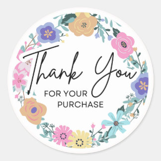 Adesivo Floral Thank You for Your Purchase Sticker