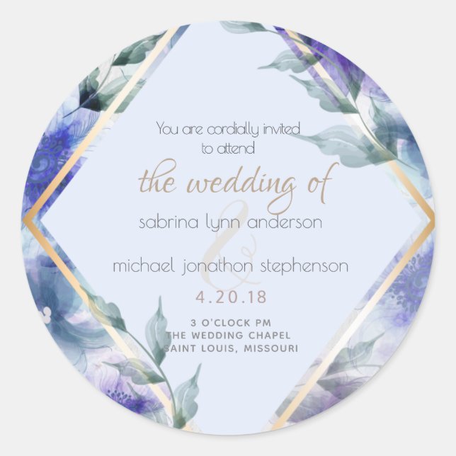 Adesivo Floral Translúcido Violeta Azul (Frente)