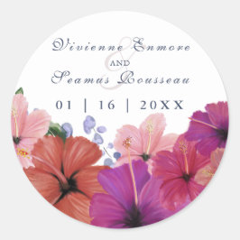 Adesivo floral tropical personalizado de hibisco