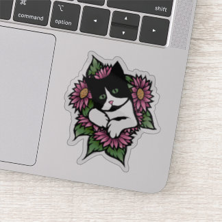 Adesivo Floral Tuxedo Cat