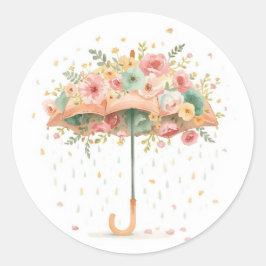 Adesivo Floral Umbrella Baby Sprinkle Favor Sticker