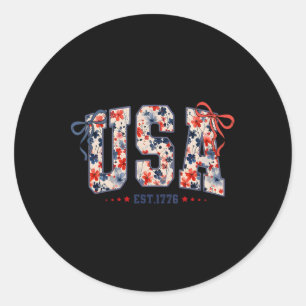 Adesivo Floral Usa Coquette Laço Patriótico 4 De Julho Ame