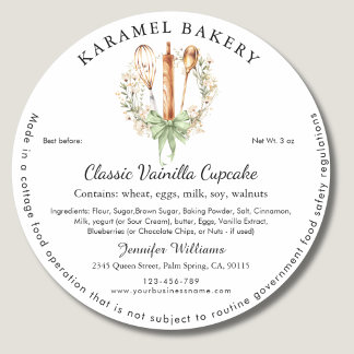 Adesivo Floral Utensils Cottage Law Food Label Packaging