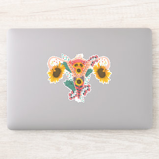 Adesivo Floral Uterus Anatomy Sticker, Flower Feminist 