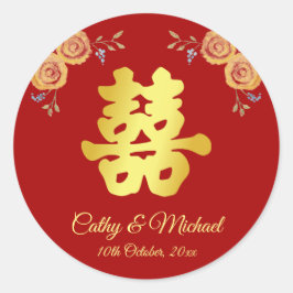 Adesivo Floral vermelha rústica chinesa para casamento