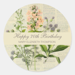 Adesivo Floral Vintage Aniversário de 70 anos
