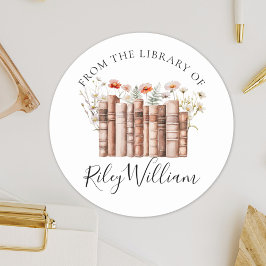 Adesivo Floral Vintage Book From the Library of Bookplate