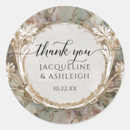 Adesivo Floral Vintage Mint Rosa Dourada Script Obrigado