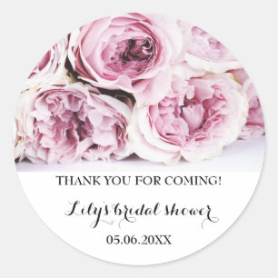 Adesivo Floral Vintage Obrigada Chá de Noiva Rosas Rosa