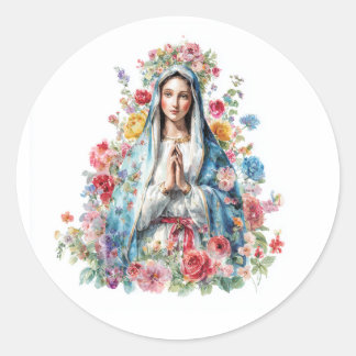 Adesivo Floral Virgin Mary Watercolor Religious Catholic 