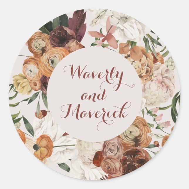 Adesivo Floral Watercolor Burnt Orange Dusty Rosa (Frente)