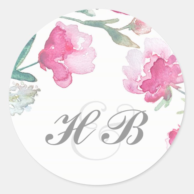 Adesivo Floral Watercolor Peony Wedding (Frente)