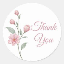 Adesivo Floral Watercolor Pink Sage Wedding Thank You