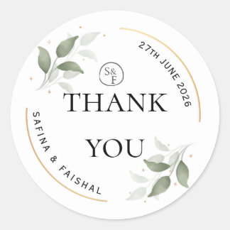 Adesivo Floral Wedding Thank You Gift Round Sticker