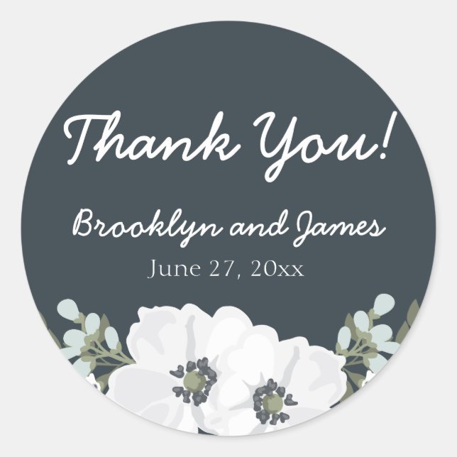 Adesivo Floral Weding Favor Stickers Round (Frente)
