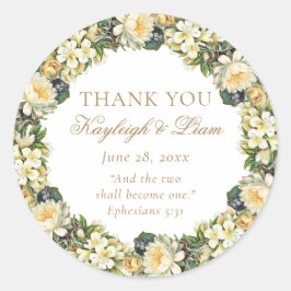 Adesivo Floral White Bíblia Verse Christian Weding Favor