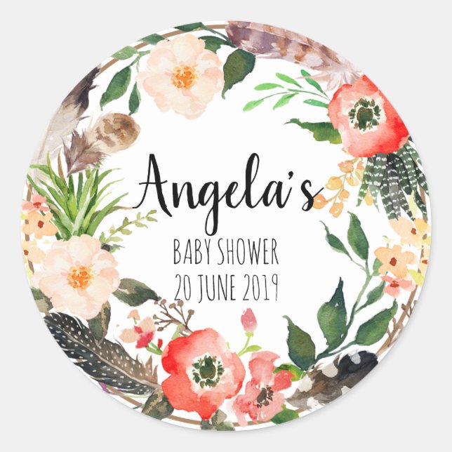 Adesivo Floral Wreath Botânica Obrigado Sticker (Frente)