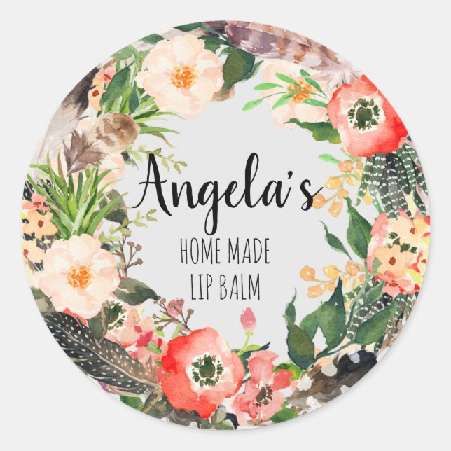 Adesivo Floral Wreath Botanical Home made Sticker (Frente)