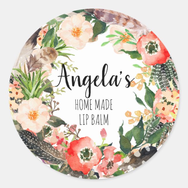 Adesivo Floral Wreath Botanical Home made Sticker (Frente)